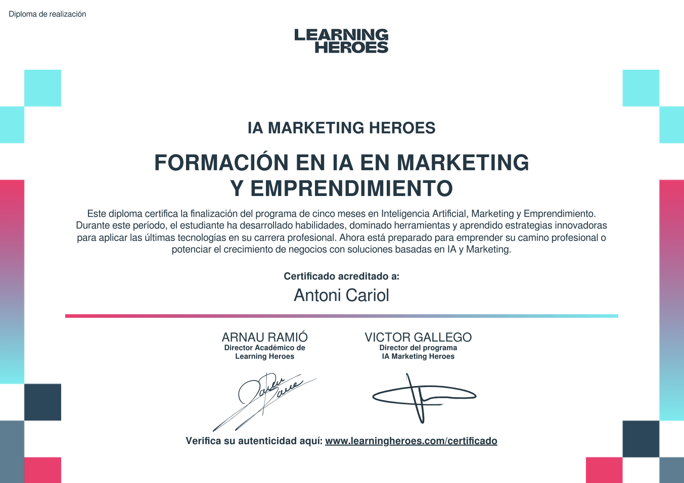 Además, obtendrás un certificado